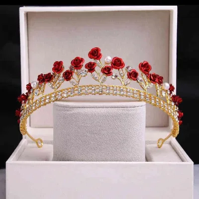 Red Rose Flower Queen Crown